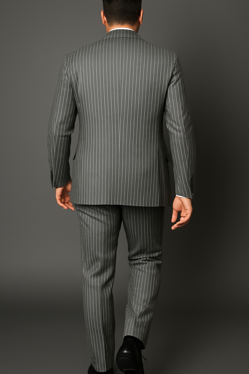 Statement Suits Black Grey - 38 Short Jacket+32 Waist Adjustable 28to34)(Height: 5’4”to5’7”)(Neck 15-16.5)S-M)