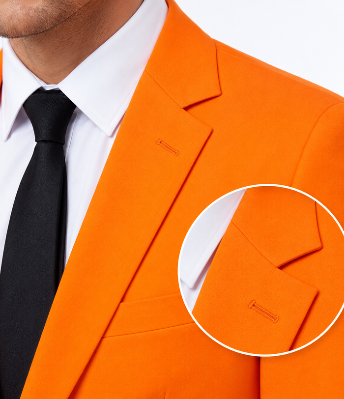 Men’s Orange Tuxedo Suit with Pants, Bright Orange Formal Prom Wedding Suit
