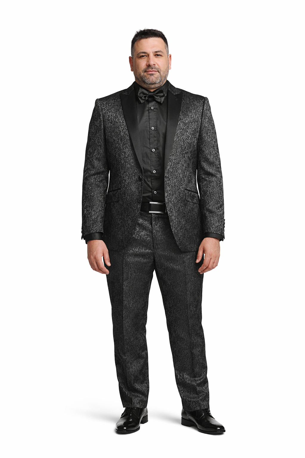 Cheap priced Suit- Men's One Button Slim Fit Paisley Wedding & Prom 2026 Black Tuxedo