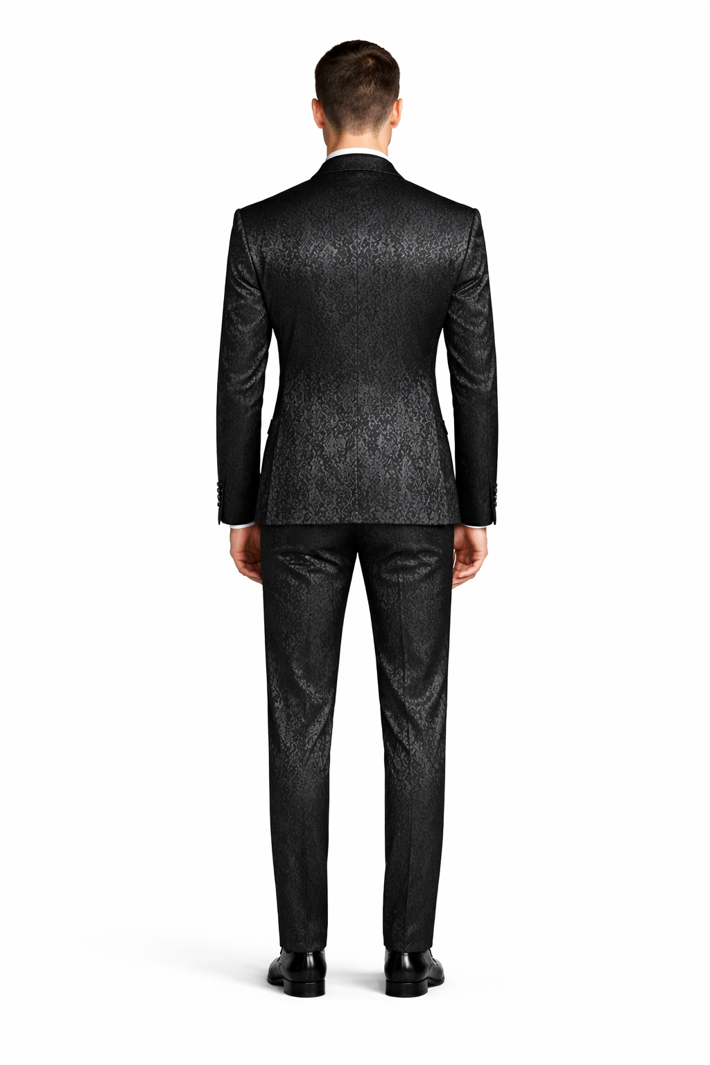 Cheap priced Suit- Men's One Button Slim Fit Paisley Wedding & Prom 2026 Black Tuxedo