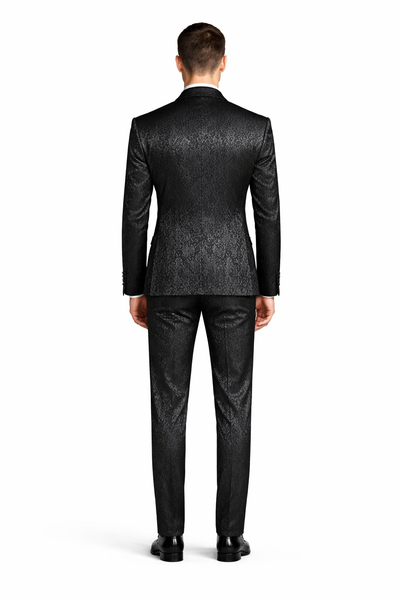 Cheap priced Suit- Men's One Button Slim Fit Paisley Wedding & Prom 2026 Black Tuxedo