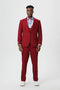 Cheap priced Suit - Men's Vested One Button Peak Lapel Stacy Adams Designer Cherry Red Suit
