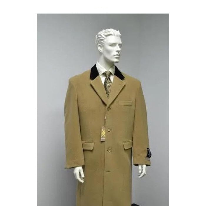 Chesterfield Wool & Cashmere Full Length Velvet Collar Beige