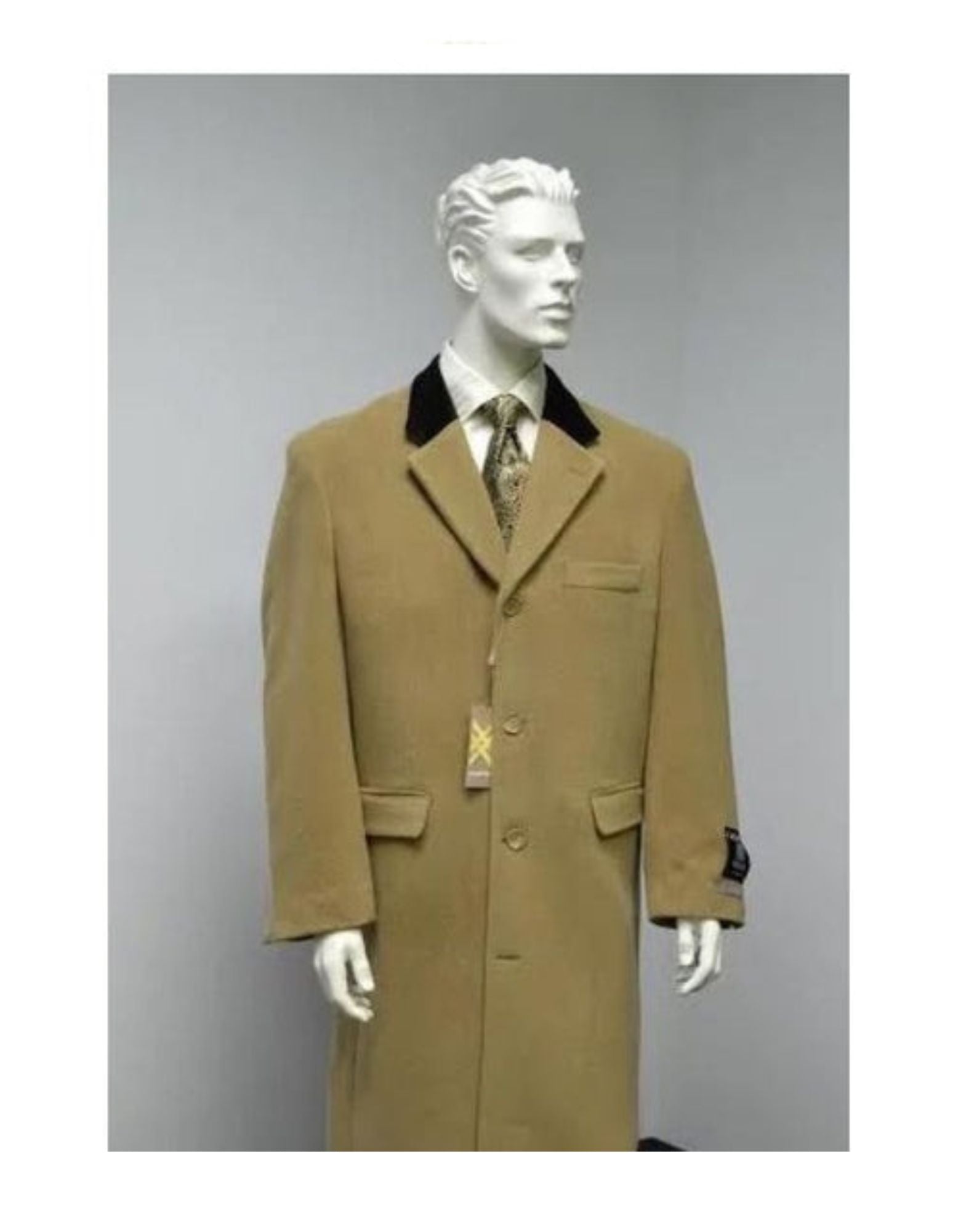 Chesterfield Wool & Cashmere Full Length Velvet Collar Beige - Coat Size 38