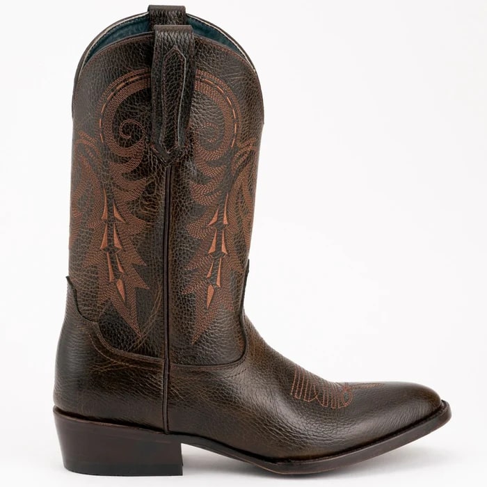 Ferinni Boot - Mens Dress Cowboy Boot  - Ferrini Men's Remington Leather Round Toe Boots Handcrafted Chocolate - 9