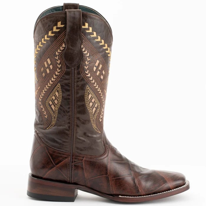 J Toe Cowboy Boots - J Toe Western Boots - Ferinni Boot - Mens Dress Cowboy Boot  - Ferrini Jesse Men's Print Alligator Boots Handcrafted Chocolate   in Chocolate Color - 8.5D