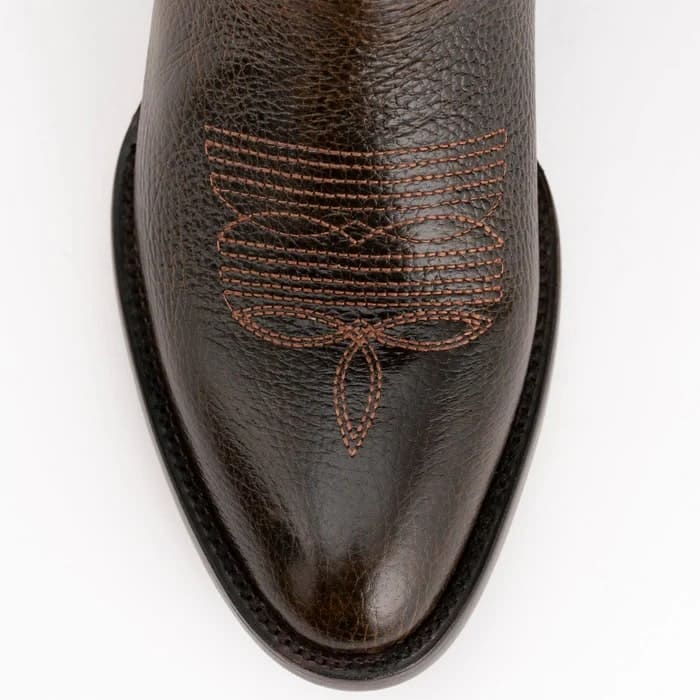 Ferinni Boot - Mens Dress Cowboy Boot  - Ferrini Men's Remington Leather Round Toe Boots Handcrafted Chocolate - 9D