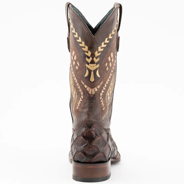 Ferinni Boot - Mens Dress Cowboy Boot  - Ferrini Bronco Men's Print Pirarucu Fish Boots Handcrafted Chocolate  in Chocolate - 8