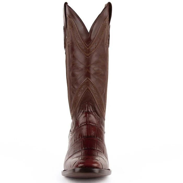 Ferinni Boot - Mens Dress Cowboy Boot  - Ferrini Men's Stallion Alligator Belly Boots French Toe Handcrafted Chocolate in  Chocolate - 8.5D