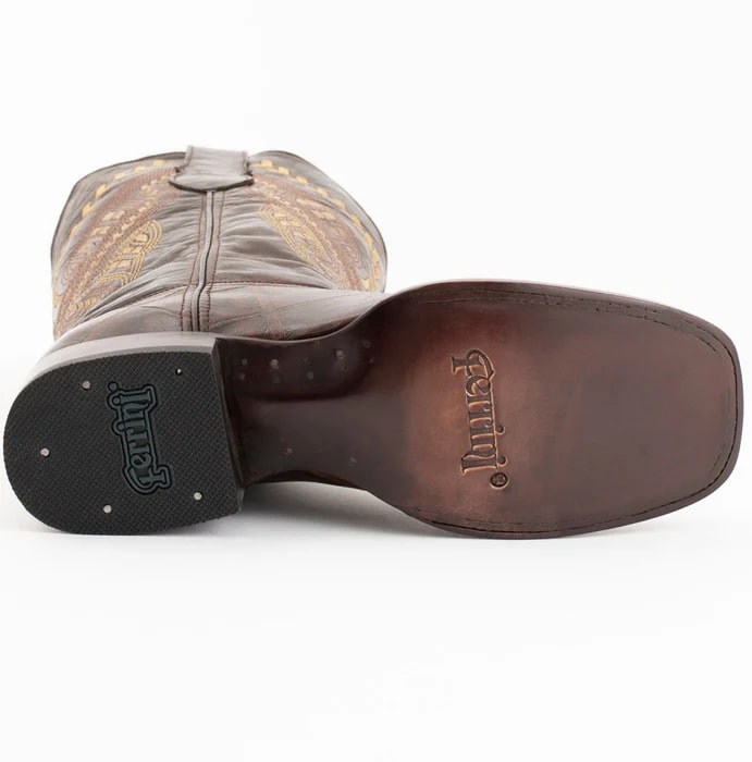 J Toe Cowboy Boots - J Toe Western Boots - Ferinni Boot - Mens Dress Cowboy Boot  - Ferrini Jesse Men's Print Alligator Boots Handcrafted Chocolate   in Chocolate Color - 8.5D