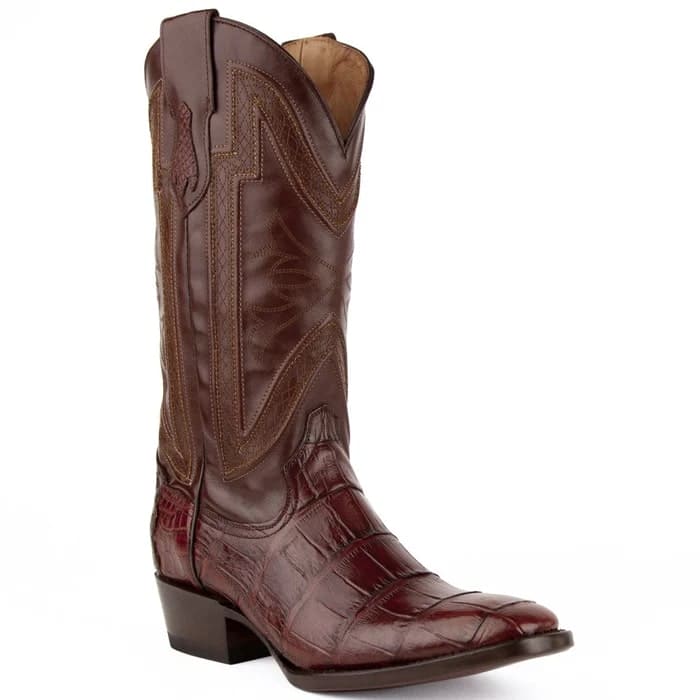 Ferinni Boot - Mens Dress Cowboy Boot  - Ferrini Men's Stallion Alligator  Boots French Toe Handcrafted Chocolate in  Chocolate - 8D