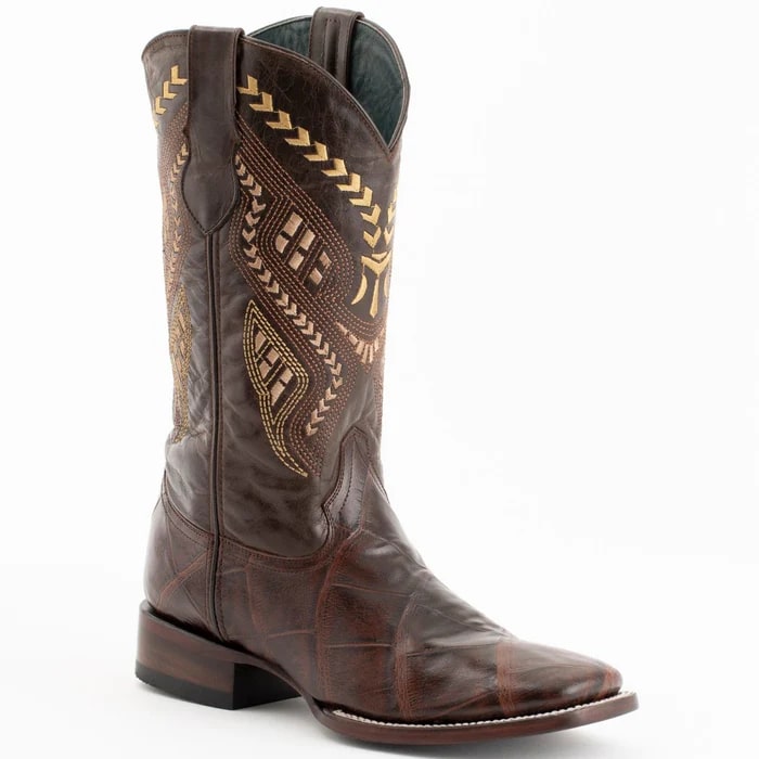 J Toe Cowboy Boots - J Toe Western Boots - Ferinni Boot - Mens Dress Cowboy Boot  - Ferrini Jesse Men's Print Alligator Boots Handcrafted Chocolate   in Chocolate Color - 8.5D