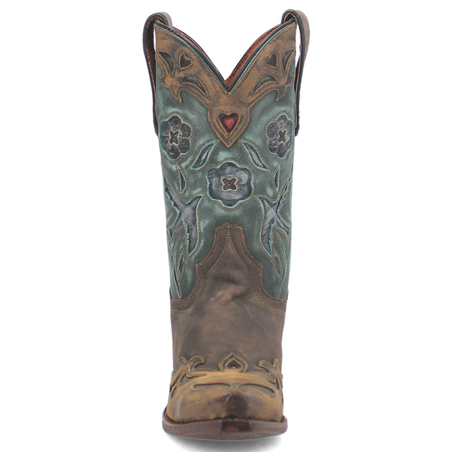 Dan Post Womens Vintage Bluebird Chocolate & Teal 11 Snip Toe Cowboy Boot - 6M