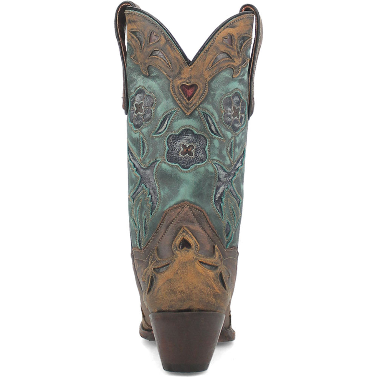 Dan Post Womens Vintage Bluebird Chocolate & Teal 11 Snip Toe Cowboy Boot - 6M