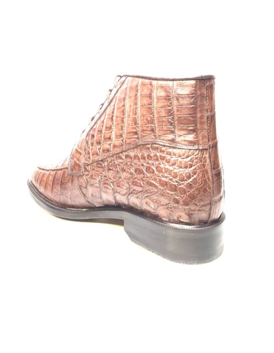 Los Altos Chocolate Brown Crocodile Lace Up Ankle Boots - 7