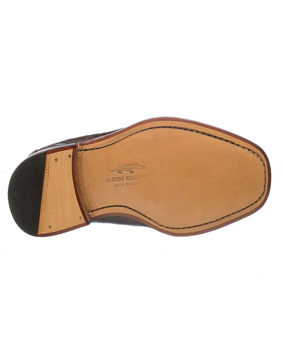 Ferrini Shoes - Mens Alligator Dress Shoe - Ferrini 3520 Belly Alligator Split Toe Shoes Chocolate - 9M
