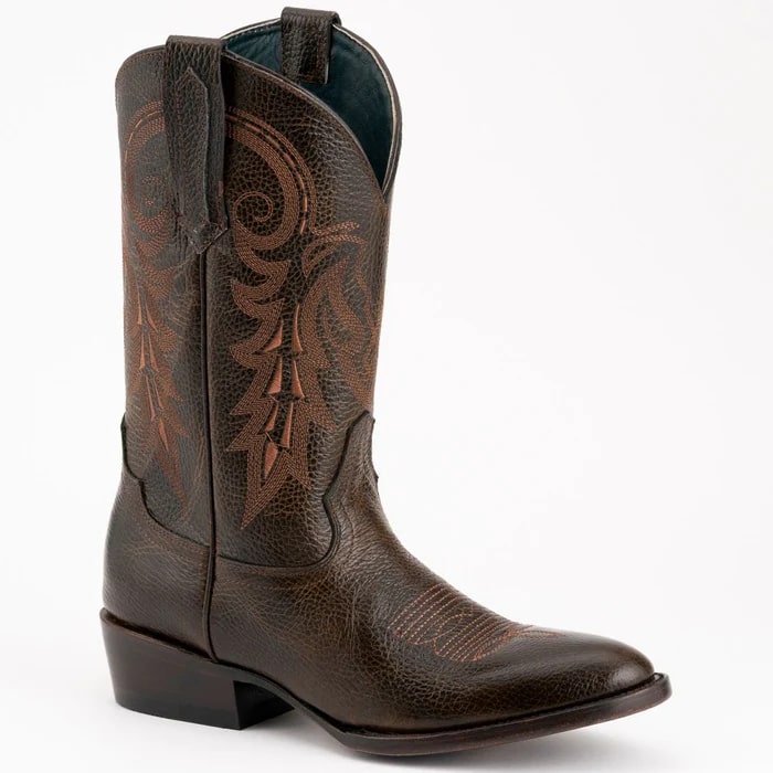 Ferinni Boot - Mens Dress Cowboy Boot  - Ferrini Men's Remington Leather Round Toe Boots Handcrafted Chocolate - 9D