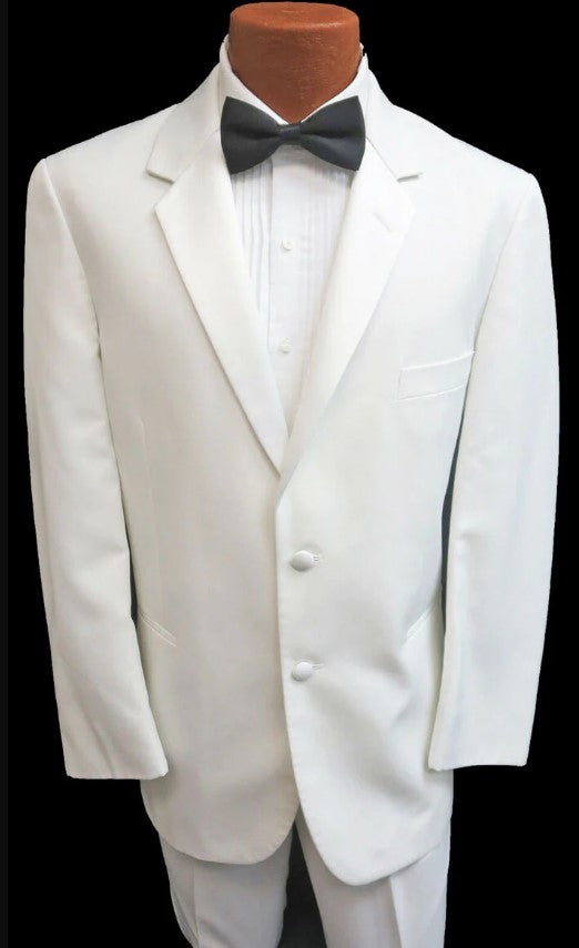 White 2 Button Notch Lapel Dinner Jacket - Coat Size 38