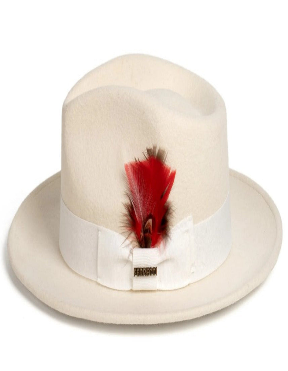 Off White Dress Hat 1920s Fedora Style - Mens Classic Wool Fedora Dress Hat in Off White - S