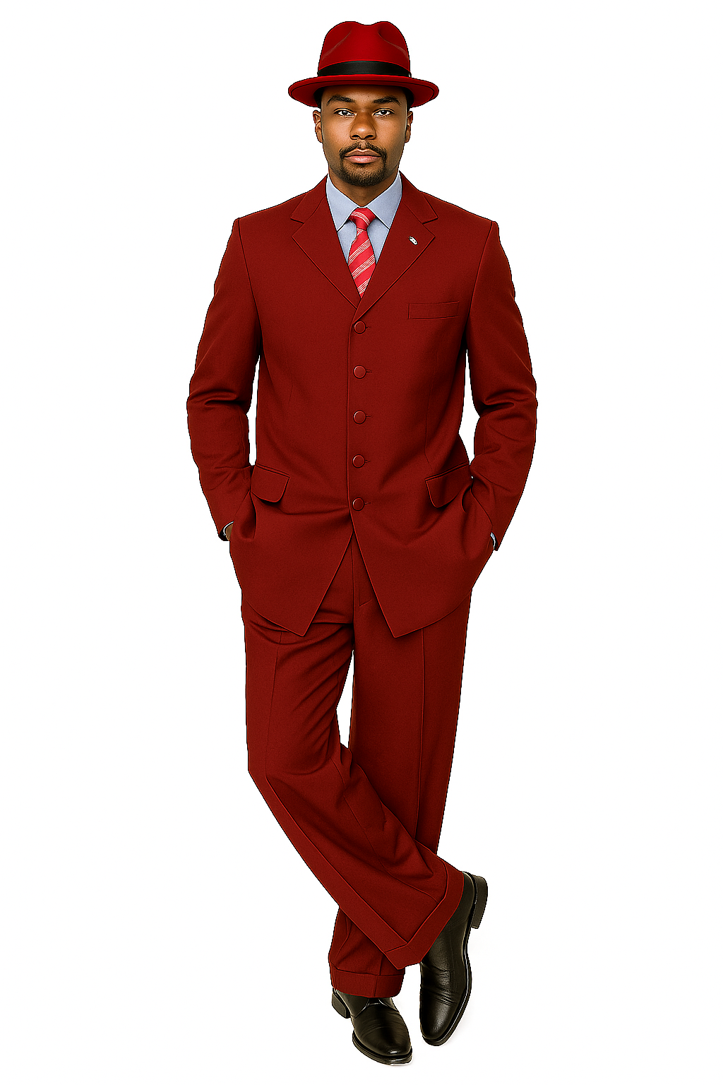 Zoot Suit - Mens 2PC Classic Long Fashion Burgundy Zoot Suit - Coat Size 38