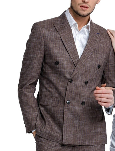 Classic Brown Check Double-Breasted Suit - The Connoisseur's Choice