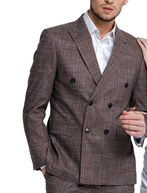 Classic Brown Check Double-Breasted Suit - The Connoisseur's Choice