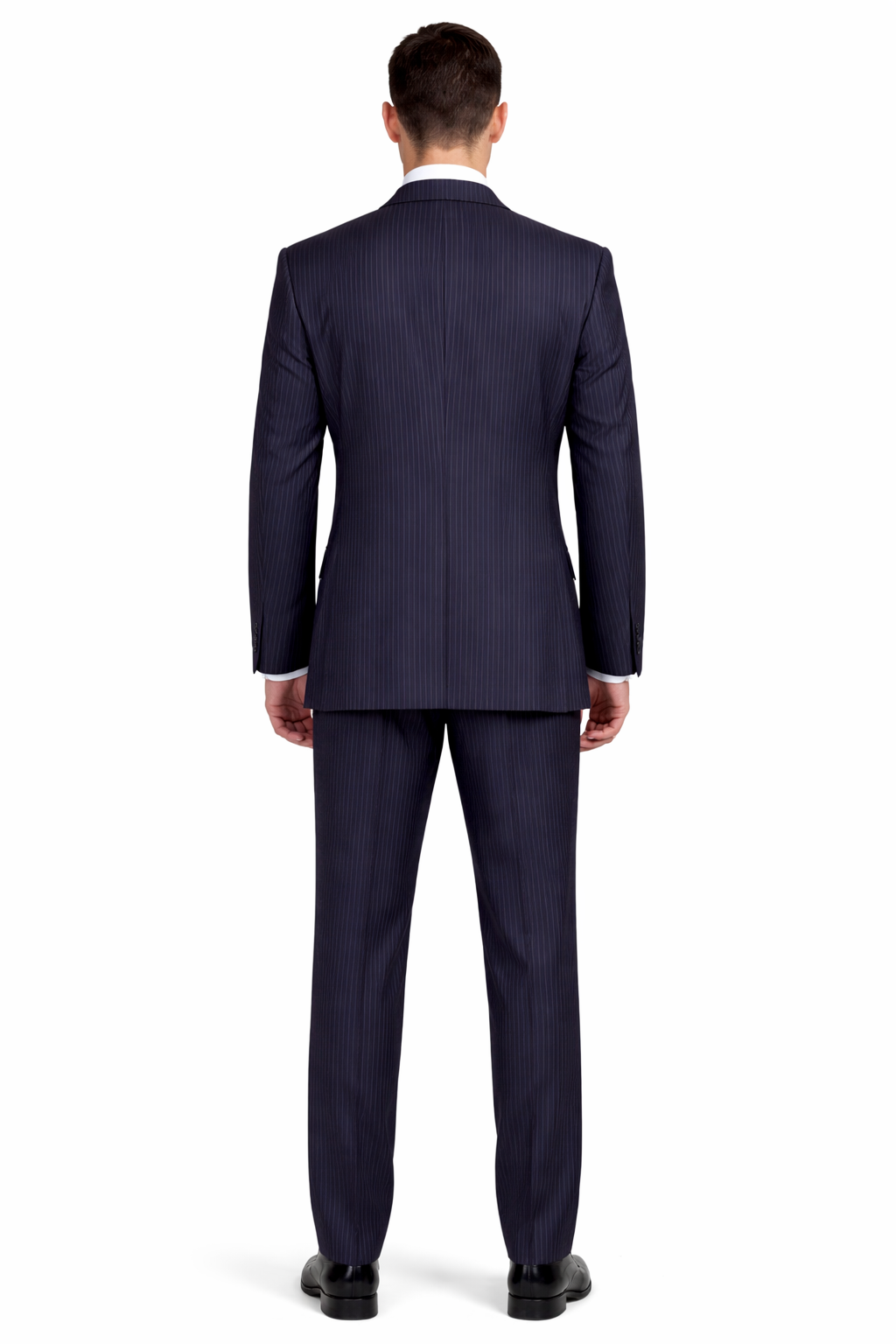 Classic Fit Pleated Pants - 2 Button Suit Pinstripe - Vested Suit 3 Pieces Suits Navy - 38 Short Jacket+32 Waist Adjustable 28to34)(Height: 5’4”to5’7”)(Neck 15-16.5)S-M)