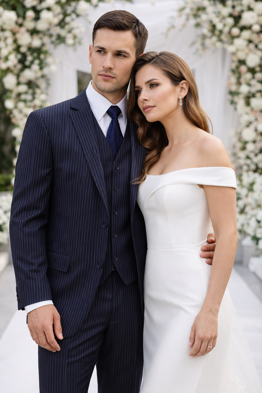 Classic Fit Pleated Pants - 2 Button Suit Pinstripe - Vested Suit 3 Pieces Suits Navy - 38 Short Jacket+32 Waist Adjustable 28to34)(Height: 5’4”to5’7”)(Neck 15-16.5)S-M)