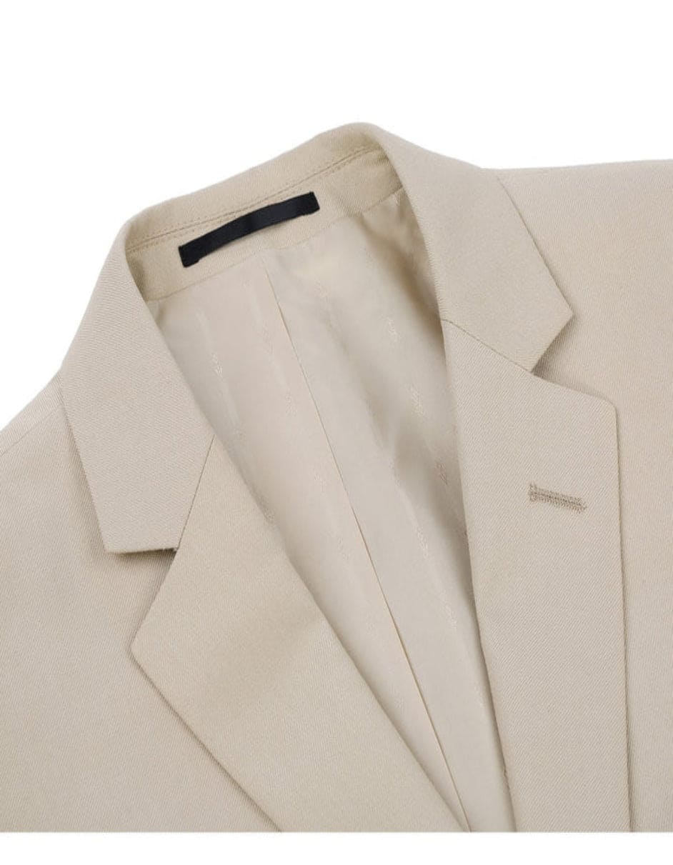 Mens Basic Two Button Classic Fit Suit with Optional Vest in Light Tan Beige Suit - 34 Short or Extra Small