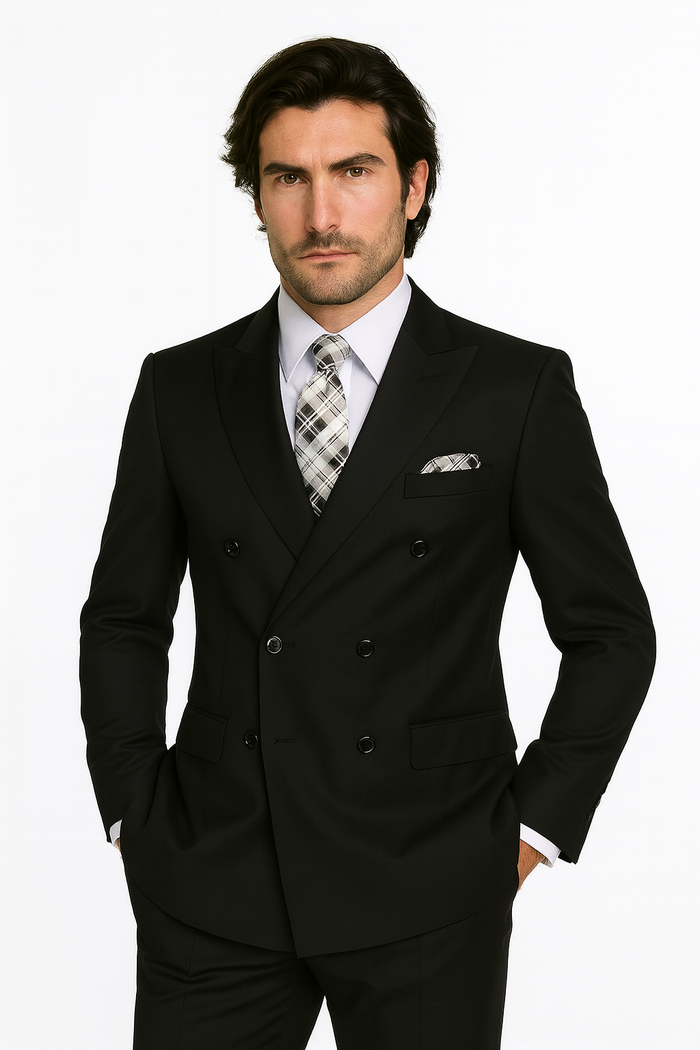 Pacelli by Zacchi Men's 2-Piece Double Breasted Suit - Solid Colors