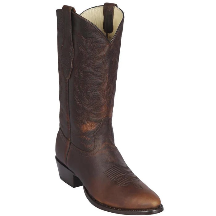 Los Altos Boots - Mens Dress Cowboy Boot - Low Priced Classic Round Toe Cowboy Boots- in Walnut - 6