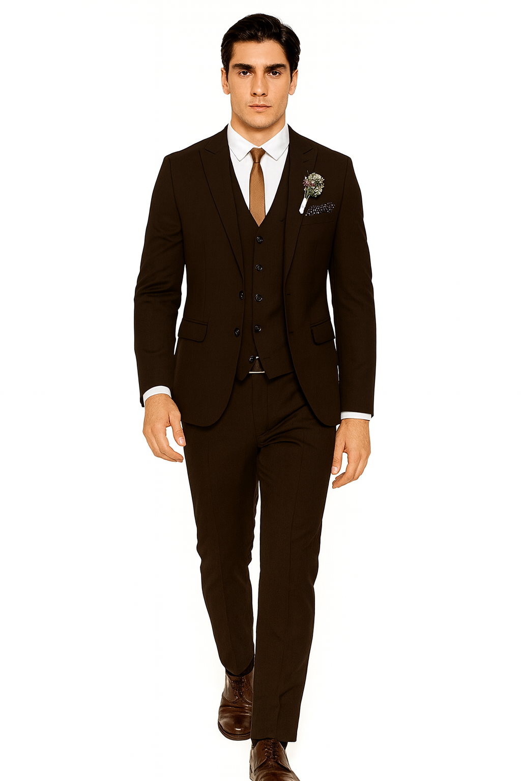 Mens Brown Linen Suit - Brown Summer Wedding Suit - Brown