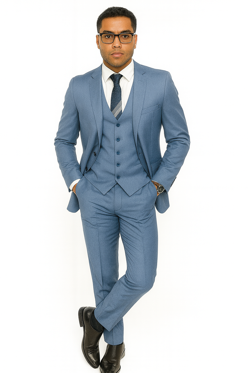Dusty Blue Groomsmen Suits - Dusty Blue Suits - Mens Suits suit - 38 Regular - 32 Waist