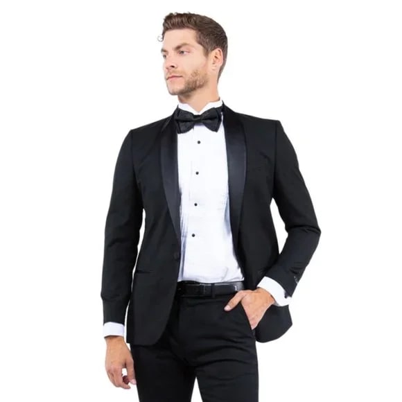 Shawl Collar  Tuxedo Separates Coat, Black by ZeGarie