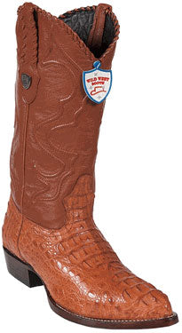 Wild West Cognac J-Toe Caiman ~ World Best Alligator ~ Gator Skin Hornback Cowboy Boots - 6EE