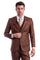 Cheap priced Suit  - Men's Two Button Hybrid Fit Vested Sharkskin Wedding & Business Cognac Suit