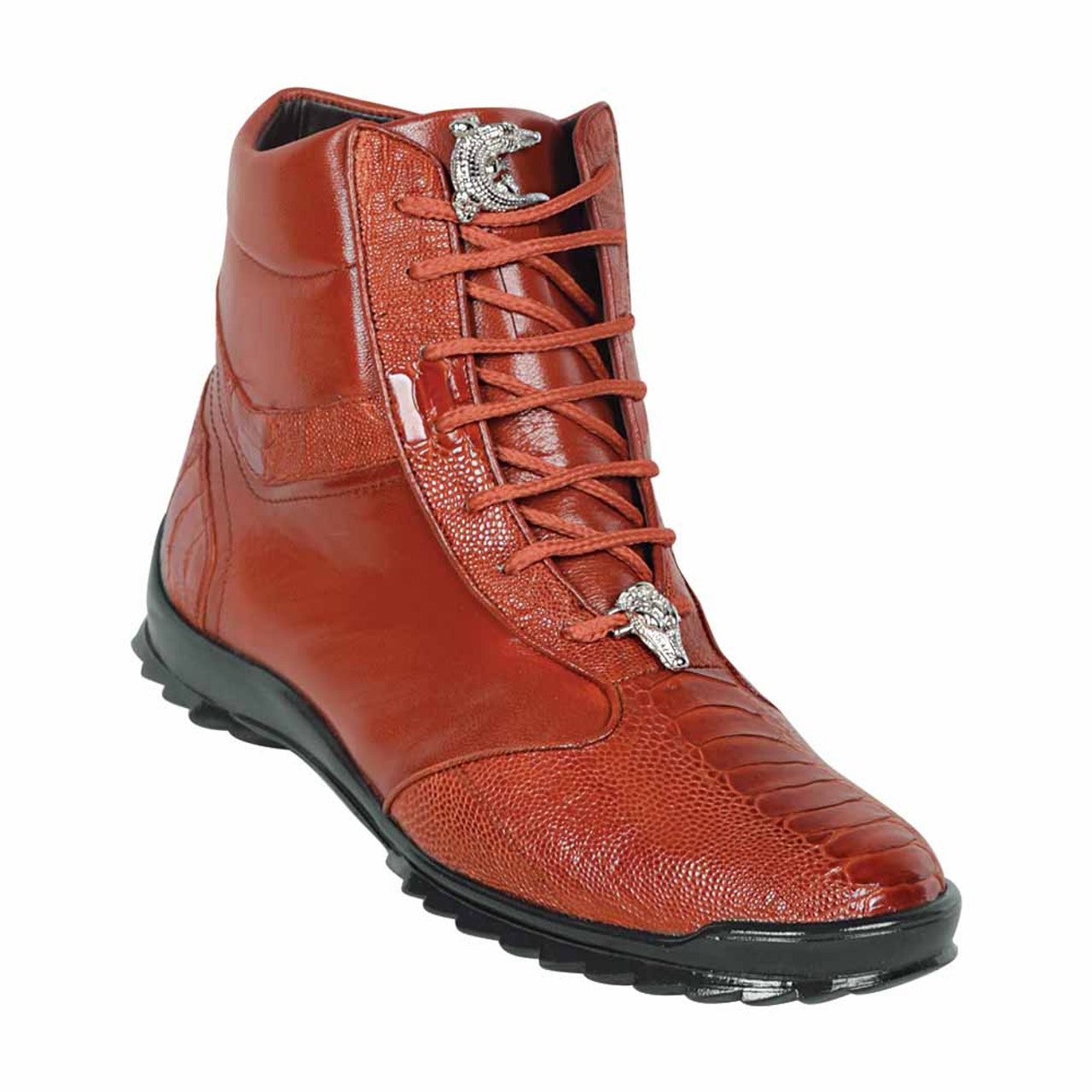Los Altos Genuine Ostrich Leg Cognac Casual Ankle Boot - 8