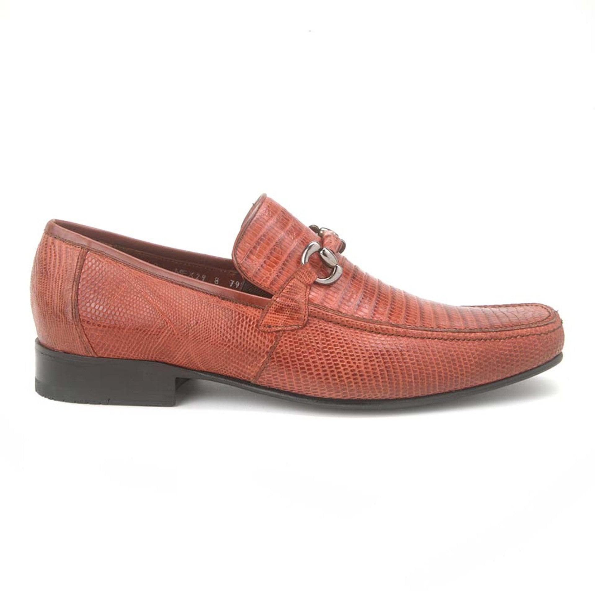 Cognac Genuine Teju Lizard Skin Bit Slip-on Loafers By Los Altos - 8