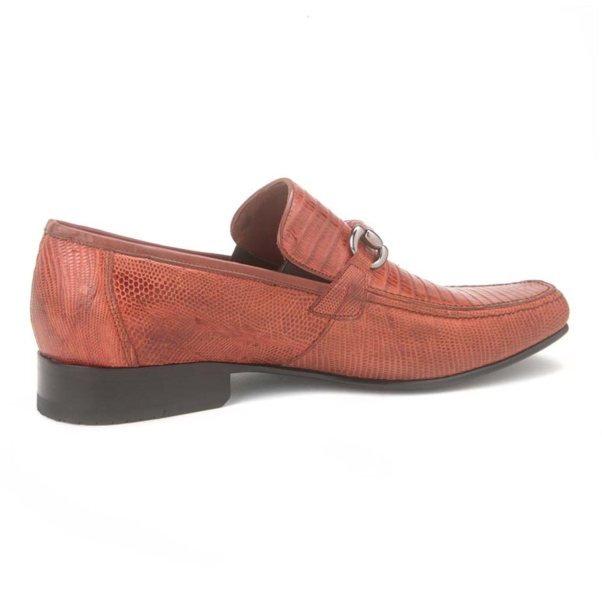 Cognac Genuine Teju Lizard Skin Bit Slip-on Loafers By Los Altos - 8