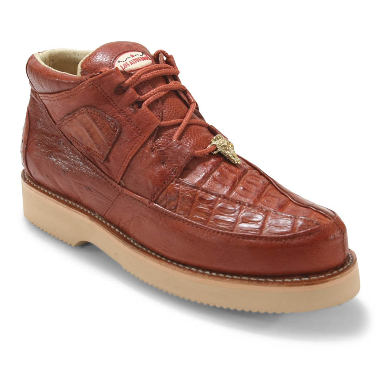 Los Altos Casual Cognac Caiman Belly & Ostrich shoes - 8