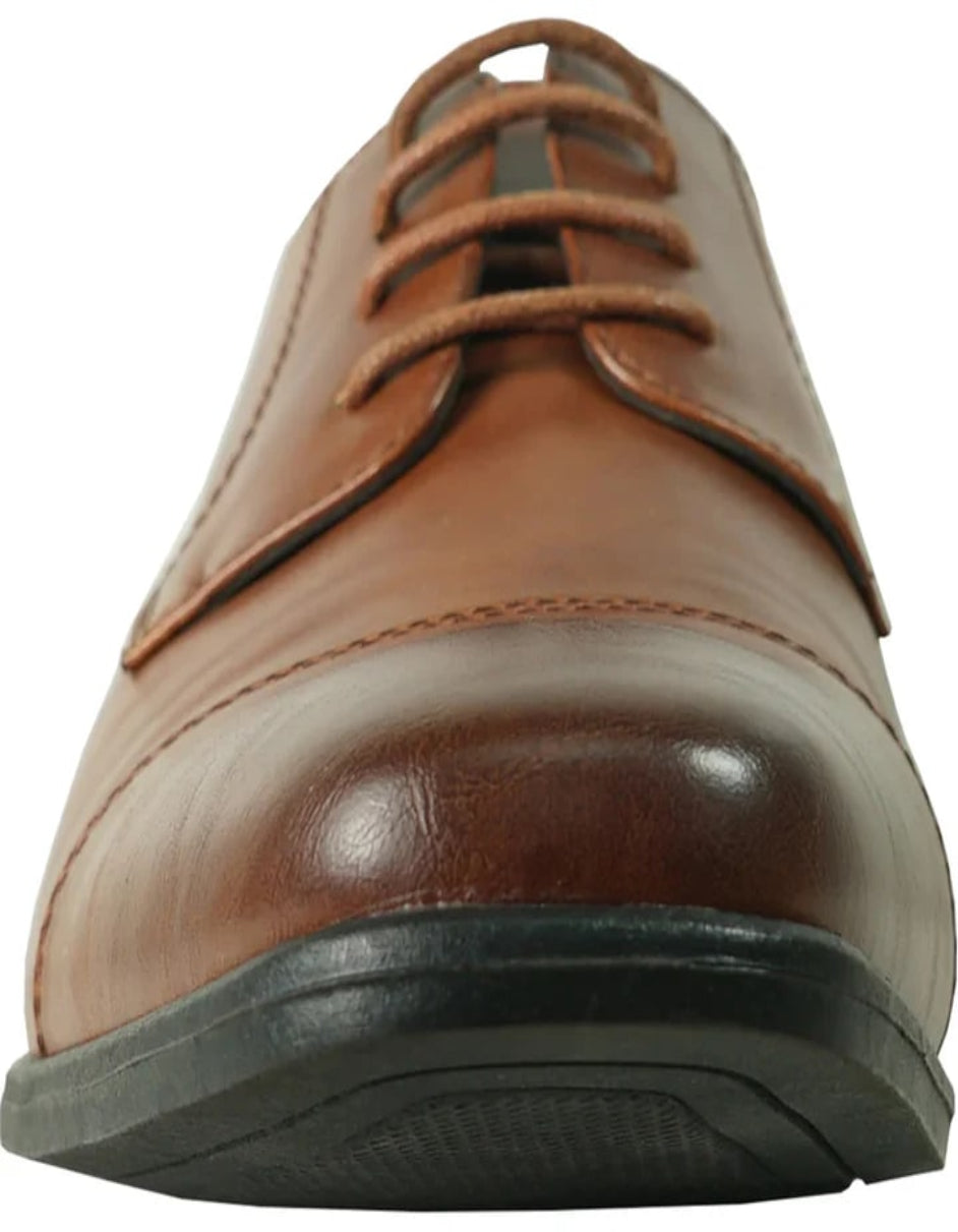 Mens Antique Cap Toe Lace Up Oxford Dress Cognac Shoe - 6 Standard / D / Medium