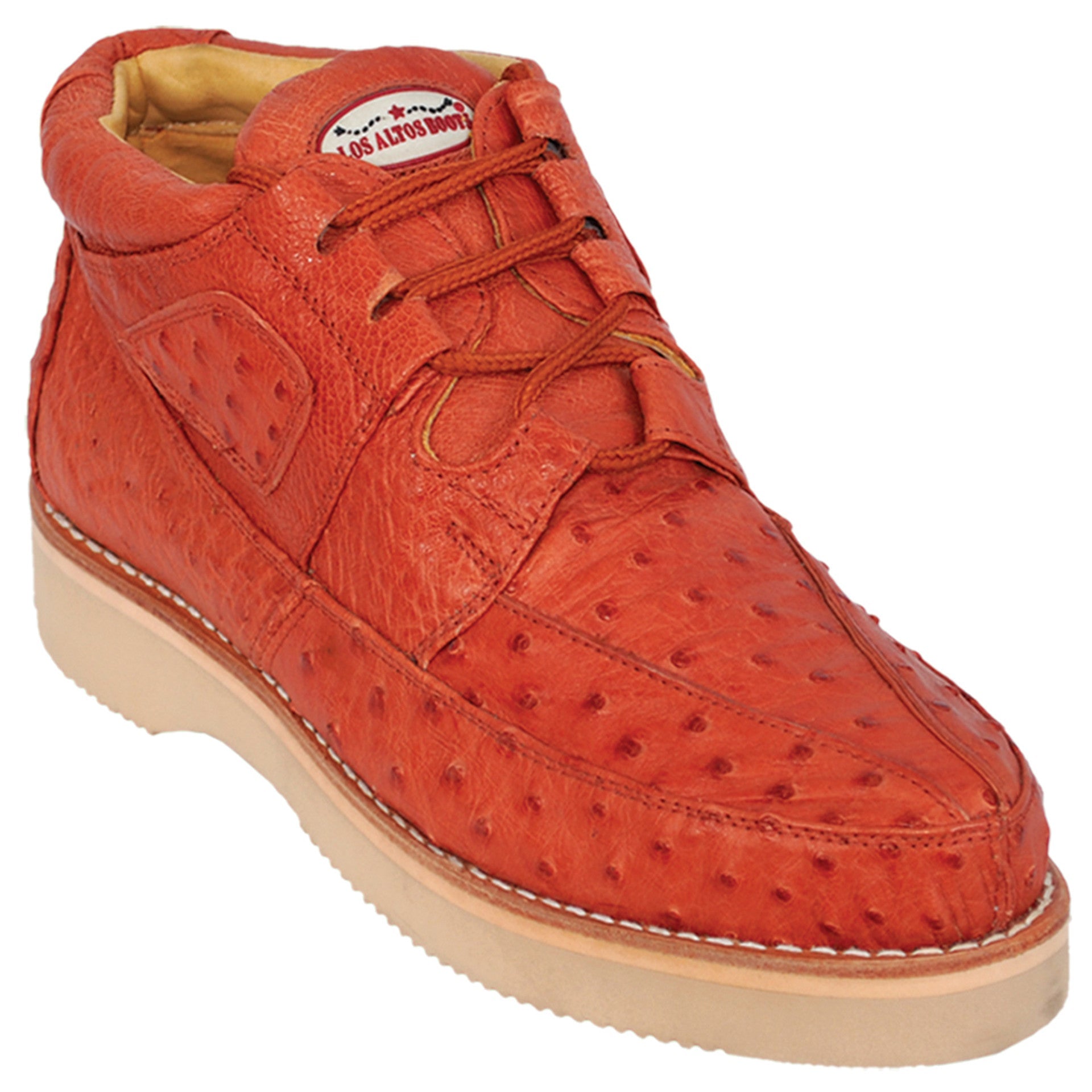 Los Altos Casual Cognac Full Ostrich Skin Sneakers - 8