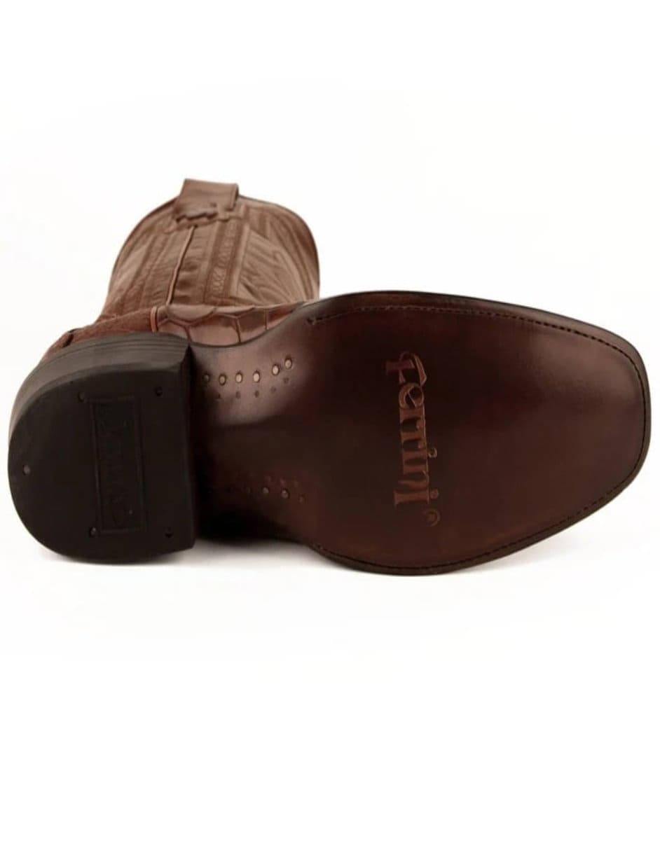 Ferrini Men's Stallion Alligator Belly Boots French Toe Handcrafted Cognac - 8D