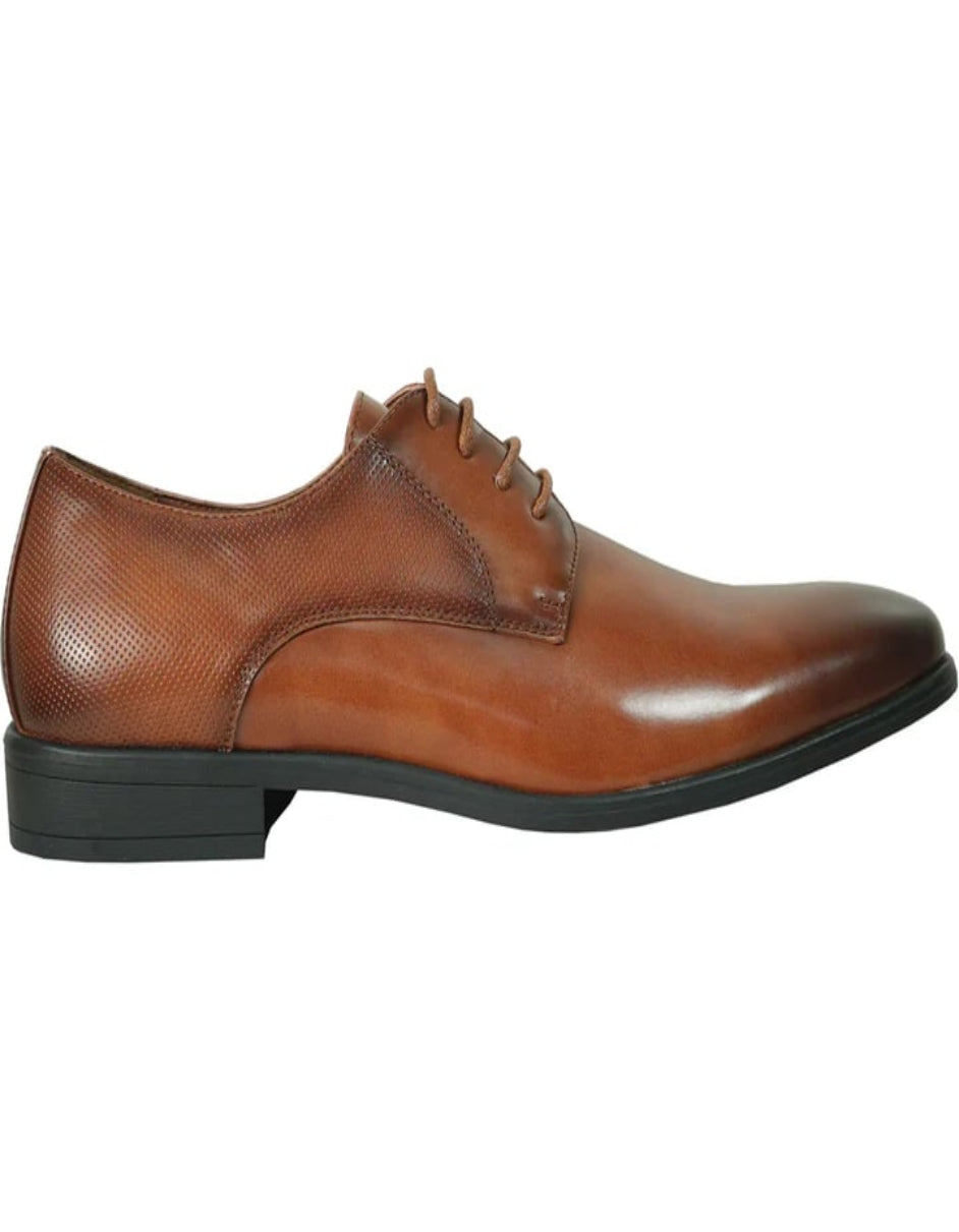 Mens Antique Plain Toe Lace Up Oxford Dress Cognac Shoe - 6 Standard / D / Medium