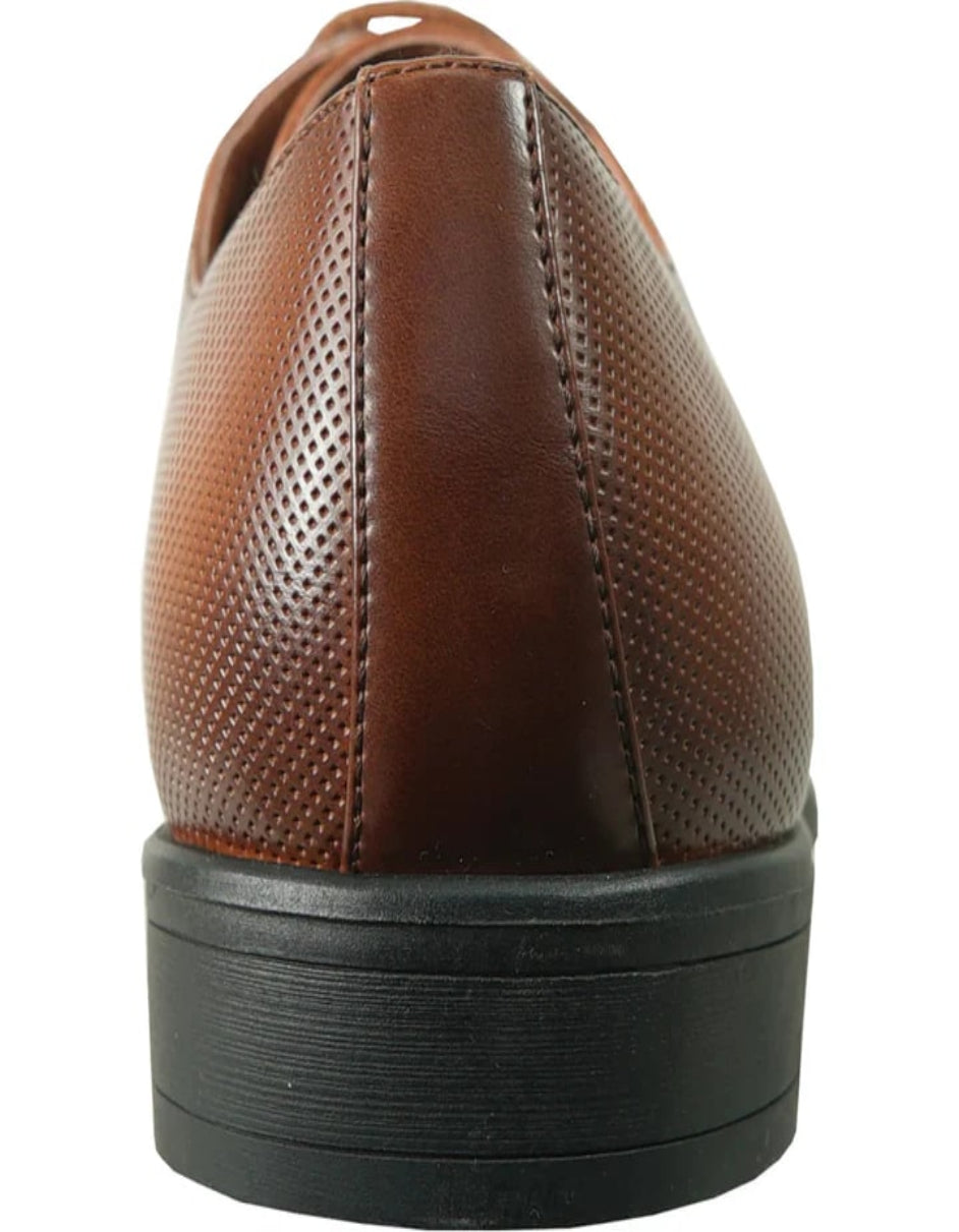 Mens Antique Plain Toe Lace Up Oxford Dress Cognac Shoe - 6 Standard / D / Medium