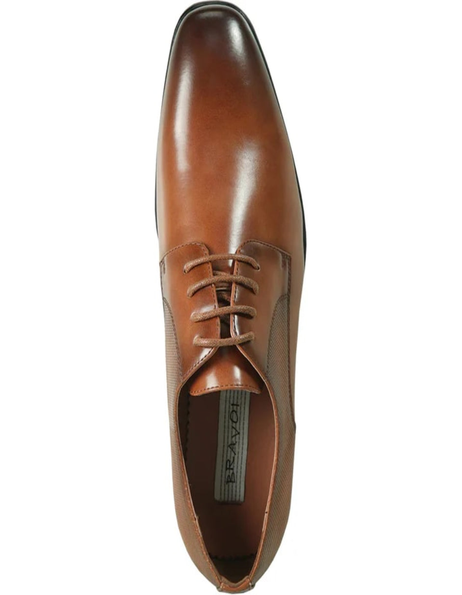 Mens Antique Plain Toe Lace Up Oxford Dress Cognac Shoe - 6 Standard / D / Medium
