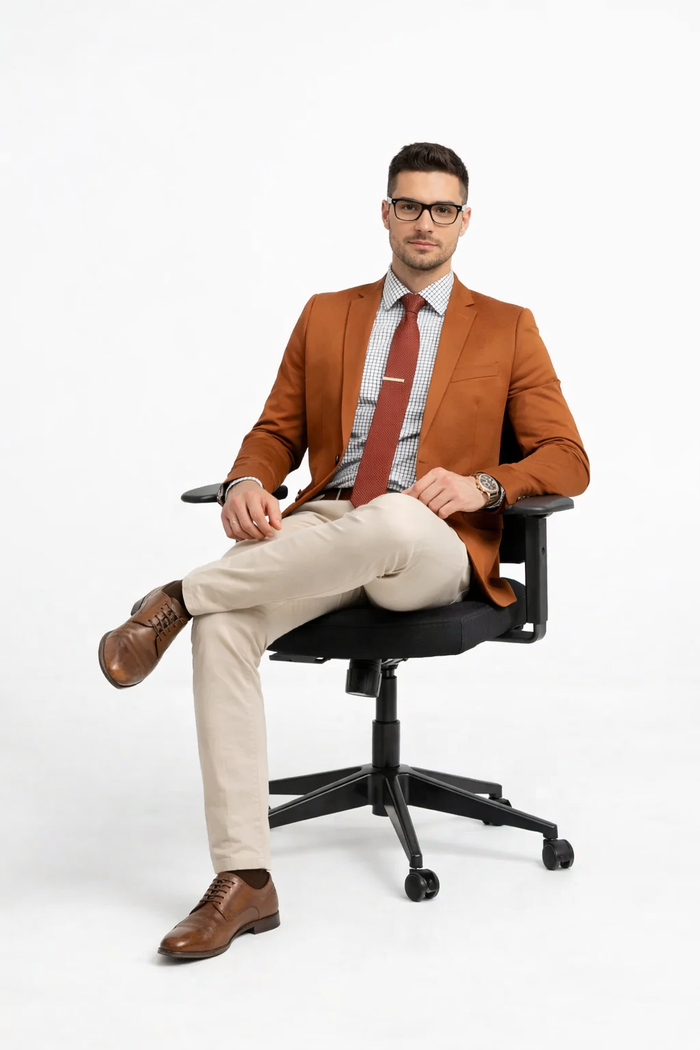 Cognac ~ Rust ~ Copper Color Burnt orange Men's 2 Buttons Blazer ~ Sport Coat Jacket-New Designer Collection