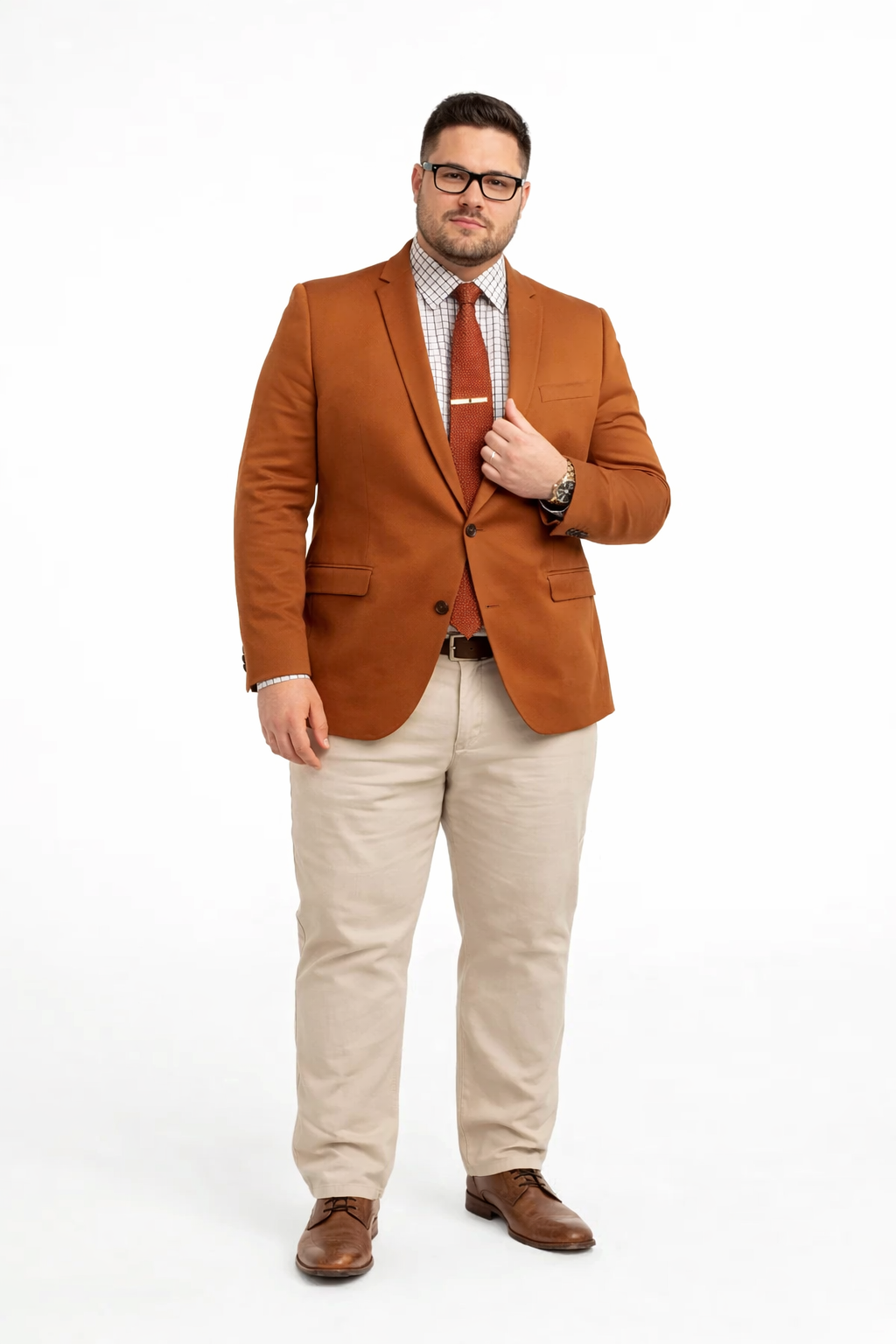 Cognac ~ Rust ~ Copper Color Burnt orange Men's 2 Buttons Blazer ~ Sport Coat Jacket-New Designer Collection - 36 Short