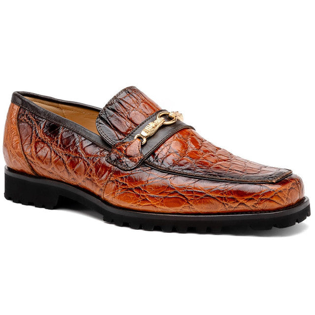 Men's Mauri Casual Alligator Loafers Cognac Metal Bit Debonair - 9