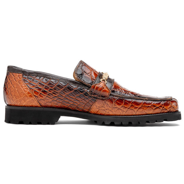 Men's Mauri Casual Alligator Loafers Cognac Metal Bit Debonair - 9